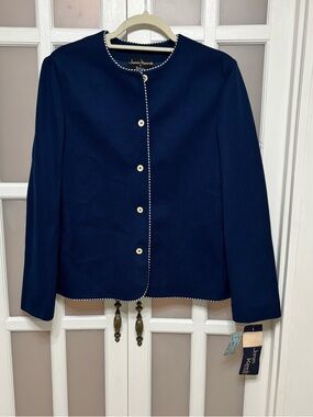 James Kenrob Dalton Navy Jacket 14 NWT Vintage Preppy Trim Blazer USA